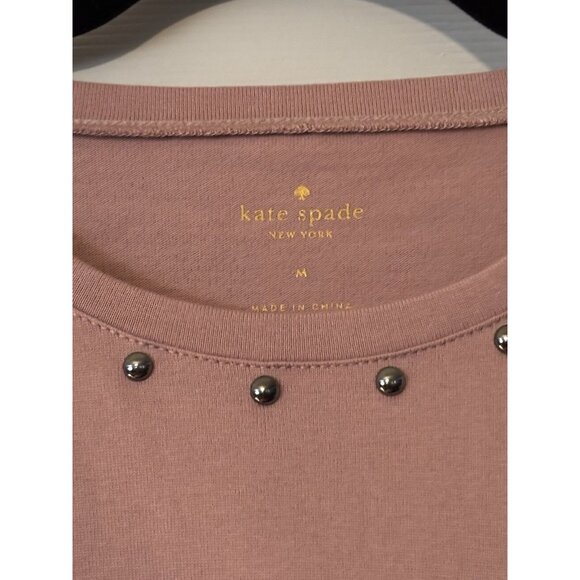 Kate Spade Blush Pink Top Blouse Ruffle Stud Tee Short Sleeve Farmhouse Casual - Picture 4 of 4